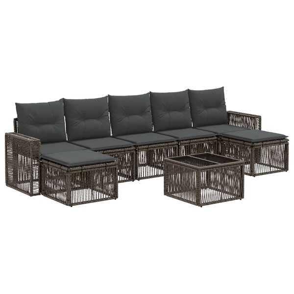 vidaXL Ensemble de canapé de jardin 8 Pièces Gris et Gris foncé polyrotin
