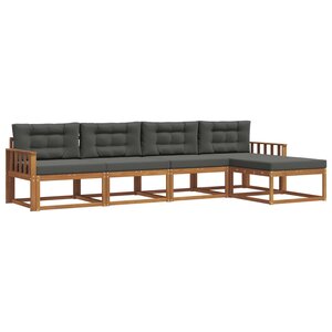 vidaXL Ensemble de canapés d'extérieur 5 Pièces Naturel et Anthracite