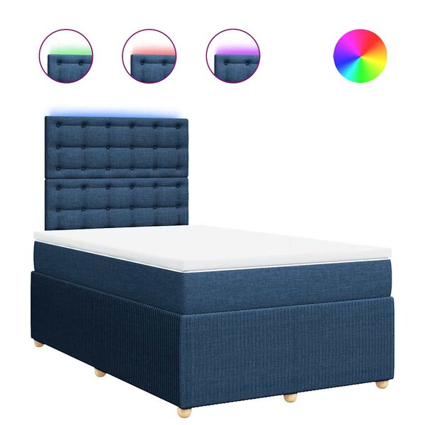 vidaXL Sommier à lattes de lit avec matelas bleu 120x190 cm tissu
