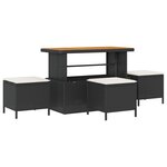 Ensemble de Canapés de Jardin 13 Pièces avec Coussins Noir Poly Rattan Acacia