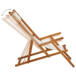 vidaXL Chaise pliable de plage Bois d'eucalyptus solide et tissu Crème