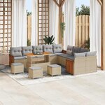 vidaXL Ensemble de canapé de jardin 14 Pièces beige et gris clair