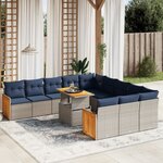vidaXL Salon de jardin 11 Pièces avec coussins gris résine tressée