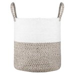 Panier en coton kilim - blanc et naturel
