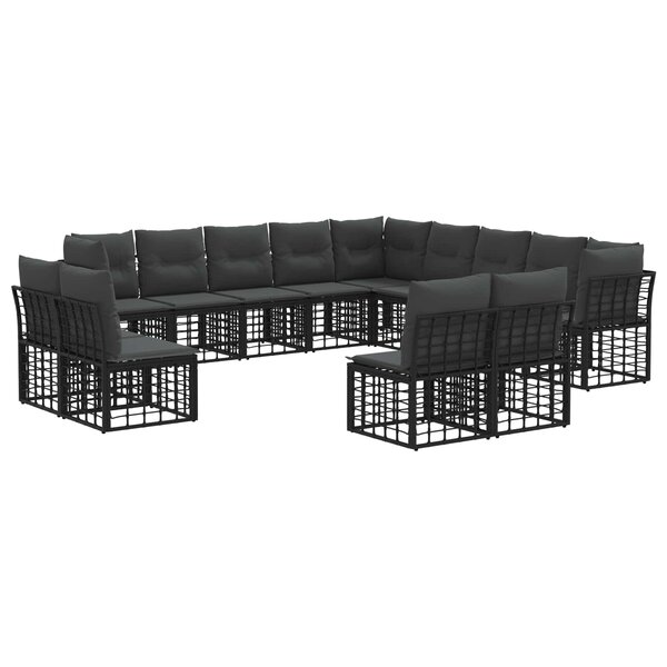 vidaXL Ensemble de canapés d'extérieur Noir et Gris foncé Polyester