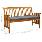 vidaXL Banc de jardin avec coussin 147 cm Bois d'acacia massif