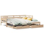 vidaXL Lit de jour avec gigogne et tiroirs sans matelas 90x190 cm
