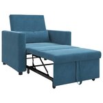 vidaXL Canapé Lit Simple avec des roues Bleu 90 x 165 x 87 cm Velours