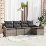 vidaXL Ensemble de canapé de jardin 5 Pièces Gris Poly rotin