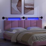 vidaXL Tête de lit suspendue Avec lumière LED Rose Tissu