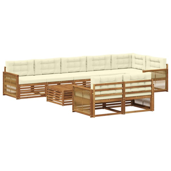 vidaXL Ensemble de canapés d'extérieur avec coussin 9 Pièces