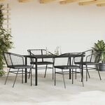 vidaXL Ensemble à manger de jardin et coussins 5 Pièces noir rotin verre