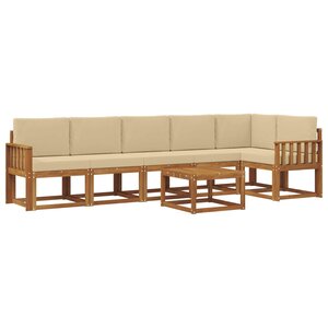 vidaXL Ensemble de canapés d'extérieur 7 Pièces Naturel et Beige