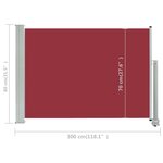 vidaXL Auvent latéral rétractable de patio 80x300 cm Rouge