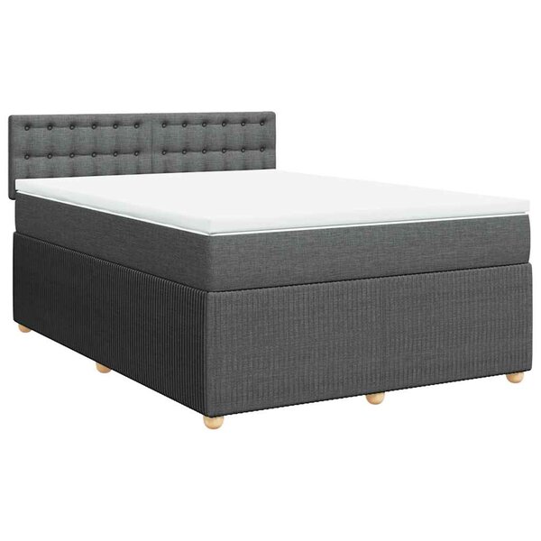 vidaXL Sommier à lattes de lit avec matelas Gris foncé 160x200cm Tissu