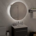 vidaXL Armoire de salle de bain miroir rond et LED Chêne 47x47x17 5 cm
