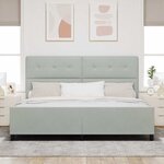vidaXL Lit à ressorts avec tête de lit Gris clair 200 x 200 cm Velours