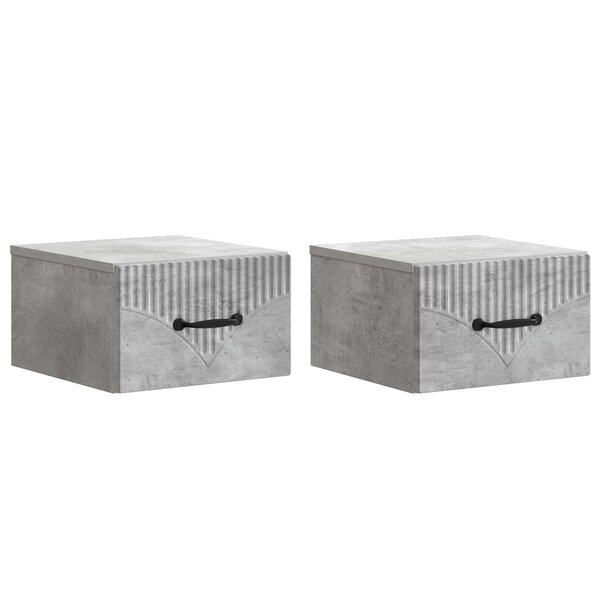 vidaXL Cabinet de chevet mural 2 Pièces Gris béton 34 5 x 33 x 20 cm