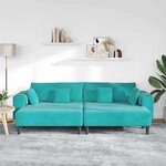 vidaXL Canapé en velours avec coussin 3 Pièces Turquoise 208 cm Velours
