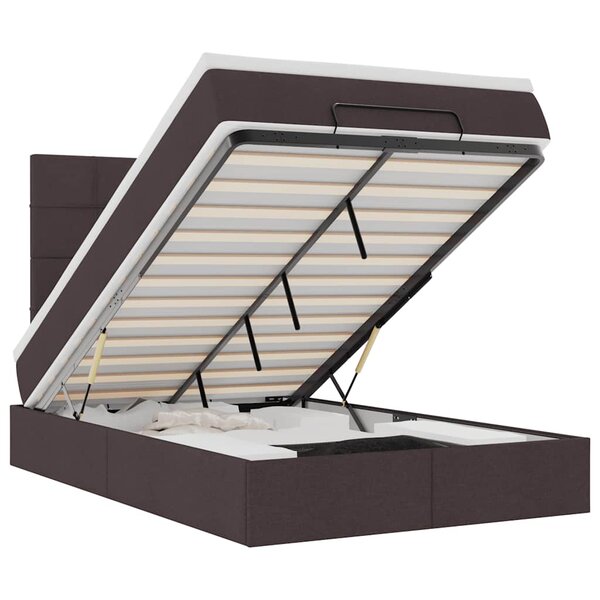 VidaXL Cadre de lit ottoman avec matelas marron foncé 120x190 cm tissu