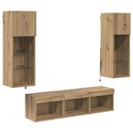 vidaXL Meubles TV muraux 5 Pièces Chêne noir Bois d'ingénierie