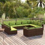 vidaXL Salon de jardin 11 Pièces avec coussins Marron Résine tressée