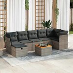 vidaXL Salon de jardin 8 Pièces avec coussins gris résine tressée