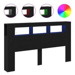 vidaXL Tête de lit LED avec étagère Chêne noir 180 x 18.5 x 103.5 cm
