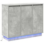 vidaXL Buffet LED Gris béton 90 x 32 x 75 cm Bois d'ingénierie