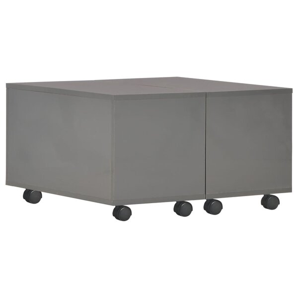 vidaXL Table basse Gris brillant 60x60x35 cm Aggloméré