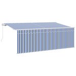 vidaXL Auvent Rétractable Bleu et Blanc 400 x 200 cm Tissu