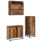vidaXL Ensemble de mobilier de salle de bain 3 Pièces Bois ancien