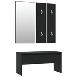 vidaXL Ensemble de meubles de couloir noir bois d'ingénierie