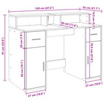 vidaXL Bureau et lumières LED chêne fumé 120x55x91cm bois d'ingénierie