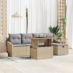 vidaXL Ensemble de canapé de jardin 6 Pièces Beige polyrotin