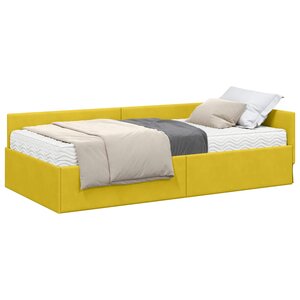 vidaXL Cadre de lit d'angle avec matelas Autre 2 Pièces Vert Velours