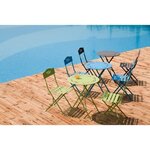 Set bistrot 2 personnes - Table ronde motif 60 cm + 2 chaises - Acier  thermolaqué - Taupe - HIENO