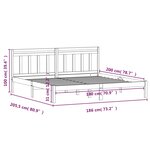 vidaXL Cadre de lit Noir 180x200 cm Super King Bois massif