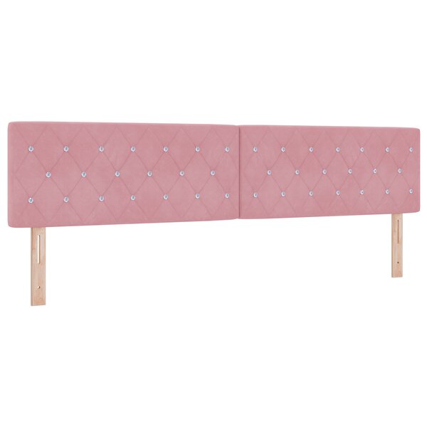 vidaXL Têtière en velours rose  200 cm  avec des boutons en cristal.