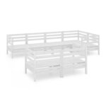 vidaXL Salon de jardin 7 Pièces Bois de pin massif Blanc