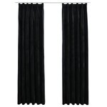 vidaXL Rideaux occultants avec crochets 2 Pièces Velours Noir 140x245 cm