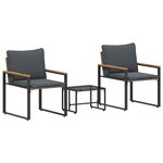 vidaXL Ensembles de meubles 3 Pièces Gris et Gris foncé Rotin