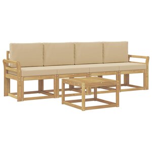 vidaXL Ensemble de canapés d'extérieur 5 Pièces Blanc et Beige