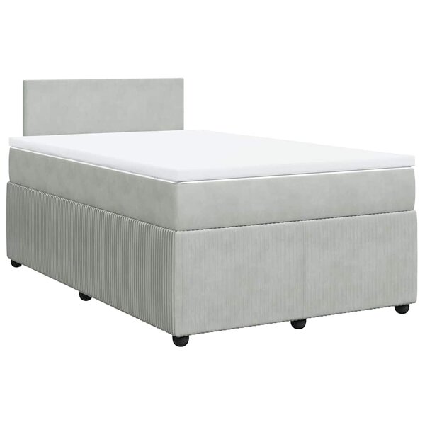 vidaXL Sommier à lattes de lit et matelas Gris clair 120x200cm Velours