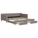 vidaXL Lit de jour avec gigogne et tiroirs taupe 100x200 cm tissu