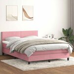 vidaXL Sommier à lattes de lit avec matelas et LED rose 160x220 cm velours