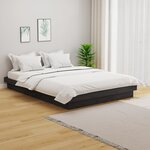 vidaXL Cadre de lit Gris Bois massif 135x190 cm Double
