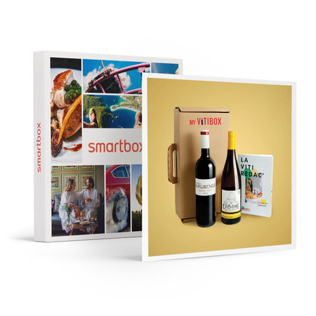 Box mariages du palais : 2 bouteilles de vin  accessoires de dégustation durant 1 mois - smartbox - coffret cadeau gastronomie