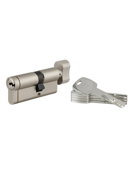 THIRARD - Cylindre à bouton Transit 1  30Bx40mm  nickelé  5 clés - THIRARD