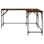 Bureau table poste de travail meuble d'ordinateur informatique étude chêne fumé 149 x 149 x 75 cm bois d'ingénierie brun 02_0023588